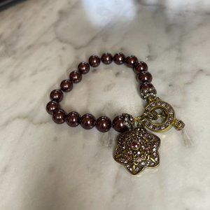 Vintage Heidi Daus Purple Beaded Bracelet with Star crystal pendant